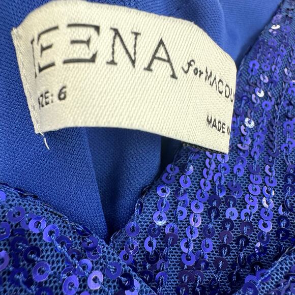 Mac Duggal Sequin Draped Faux Wrap Asymmetrical Hem Gown Cobalt Size 6 NWT - Picture 12 of 12